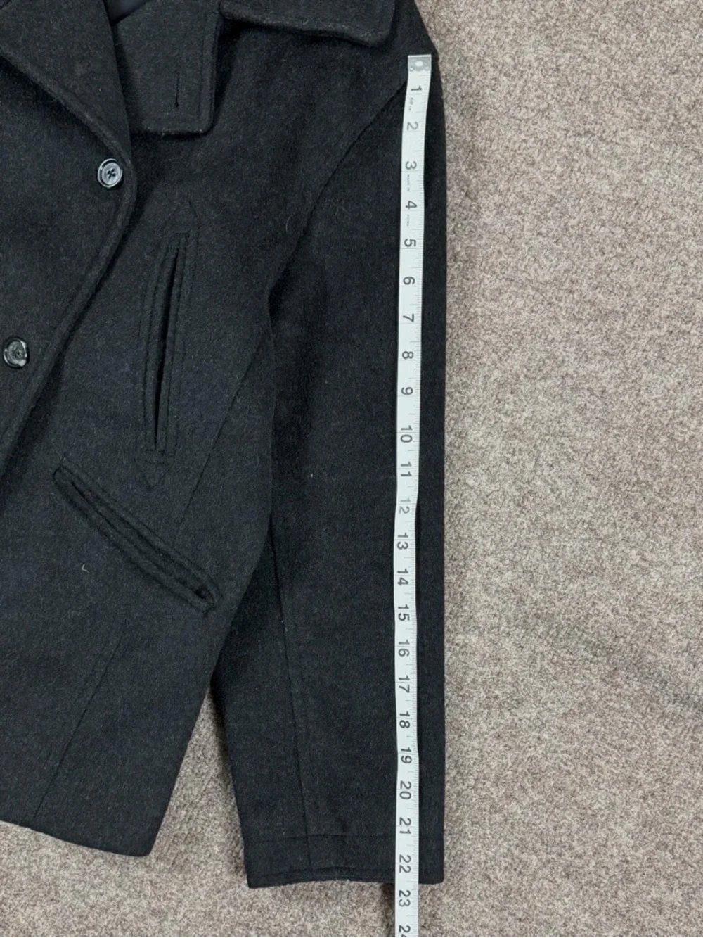 J Crew Grey Wool Blend Pea Coat Women’s Medium Double Breasted Mid Length Preppy - Picture 7 of 9